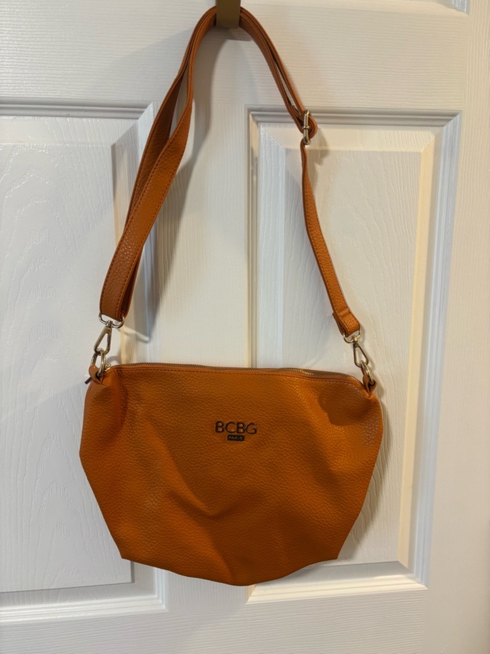 BCBG Paris Tan Pebbled Leather Shoulder Bag